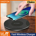 VIKEFON Wireless Charger Pad Stand Desktop Ultra-thin Mobile Phone Fast Charging Dock Station For iPhone 14 13 12 Samsung Xiaomi. 