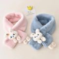 1pcs Boys Girls Winter Scarfs Thick Plush Cros Children's Scarf Baby Bib Cute Cartoon Rabbit Faux Fur Neck Protection Warm Shawl.