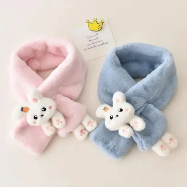 1pcs%20Boys%20Girls%20Winter%20Scarfs%20Thick%20Plush%20Cros%20Children's%20Scarf%20Baby%20Bib%20Cute%20Cartoon%20Rabbit%20Faux%20Fur%20Neck%20Protection%20Warm%20Shawl%20-%20Image%203