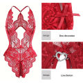 Women Sexy Lace Lingerie Hollow Bra Set Deep V Open Bra Porn Underwear Set Hot Sexy Transparent Bodysuit Dress. 
