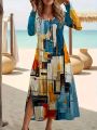 Fashion Elegant Women Dress Loose Casual Dress Women Printed Dress New Temperament. 