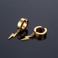 1pair Stylish Stainless Steel Lightning Pendant Piercing Hoop Earrings Ear Clip for Men Women Bold and Eye-Catching Statement. 