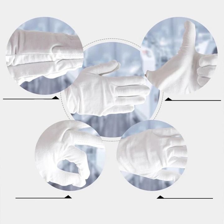 12pcs%20White%20Gloves%20Thin%20Quality%20Control%20Play%20Etiquette%20Labor%20Protection%20Work%20Sweatcloth%20Gloves%20Wear%20Resistant%20White%20Cotton%20-%20Image%202