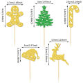 YOMDID 25Pcs Christmas Cupcake Toppers Bamboo Cupcake Toppers Glitter Christmas Tree Santa Hat Candy Cane Deer Cake Decorations. 