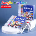 Acrylic Marker 24-80 Colors Pen Set for Draw Sketching Oily Tip Based Markers Graffiti Manga School Art Painting Supplies. 