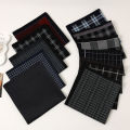 11Pcs Men's Pure Cotton Handkerchief Classic Yarn-dyed Plaid Old-fashioned Thin Absorbent Sweat Towel Stylish and Elegant. 