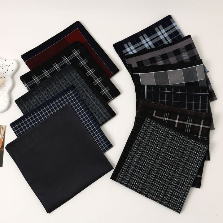 11Pcs%20Men's%20Pure%20Cotton%20Handkerchief%20Classic%20Yarn-dyed%20Plaid%20Old-fashioned%20Thin%20Absorbent%20Sweat%20Towel%20Stylish%20and%20Elegant%20-%20Image%205