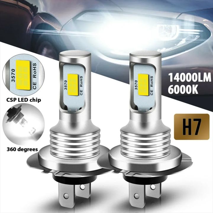 2pcs H7 H1 H8 H9 H11 9005 9006 LED Bulbs HB3 HB4 CSP LED Super Bright Headlight DRL Lamp 6000K White 2pcs H7 H1 H8 H9 H11 9005 9