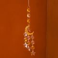 1 Pc Artificial Crystal Charm, Alloy Moon and Star Pendant for Indoor Home, Wedding Party Decoration, Outdoor Garden Suncatcher. 