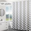 Modern Chevron Shower Curtain - Black & White Waterproof PEVA Bathroom Decor​. 