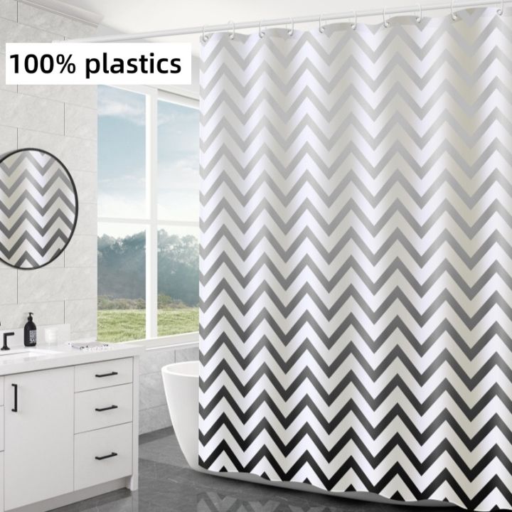 Modern%20Chevron%20Shower%20Curtain%20-%20Black%20&%20White%20Waterproof%20PEVA%20Bathroom%20Decor%E2%80%8B%20-%20Image%202