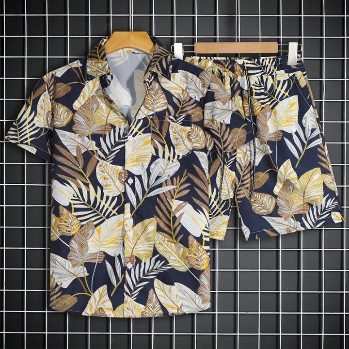 Hawaii%20Short-sleeved%20Flower%20Shirts%20and%20Shorts%20Set%20for%20Men%20and%20Women%20Loose%20Beach%20Vacation%20Wear%20Summer%20Thin%20Couples%20Clothing%20-%20Image%205