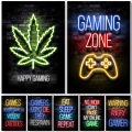 Neon Gaming Gamer Wall Art Posters Prints Gamer Canvas Painting Canvas Picture for Kids Boys Room Decorative Playroom Cuadros.