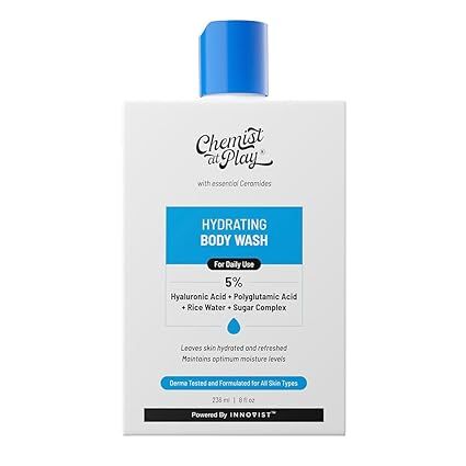 Chemist At Play Hydrating Body Wash | With 5% Hyaluronic Acid Bodywash for Intense Hydration | Reduces Flakes & Itchiness | For Dry Skin | Polyglutamic Acid & Hyaluronic Acid | For Women & Men | 236ml