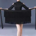 Black Fringe latin Dance Skirts for women girls latin salsa rumba practice dance wrap skrits jazz dance hip scarf. 