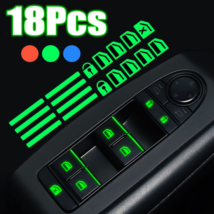 18Pcs/set Car Luminous Door Window Lift Button Stickers Car Windows ...