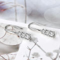 IOGOU Original 925 Sterling Silver 1.80CTTW D Color Moissanite Drop Hook Earrings for Women 3-Stone Dangel Earring Wedding Hoops. 