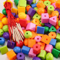 100pcs Primary Lacing Beads Educational Montessori Stringing Toy Autism Toys Toddlers Kids Preschool Children Training Gifts. 