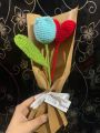 Handmade crochet tulips with complementary khaaki wrapping and custom stamped note. 