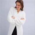 Autumn and winter loose and lazy style open knit coat, thick knee length imitation mink fur long sleeved sweater, warm jacket. 