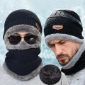 2pcs Thick Fabric Winter Hat and Scarf Windproof Warm and Stylish for Outdoor Activities, Perfect Gift Idea. 