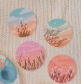 Set of 4 round canvas paintings aesthetic paintings for wall decor. 