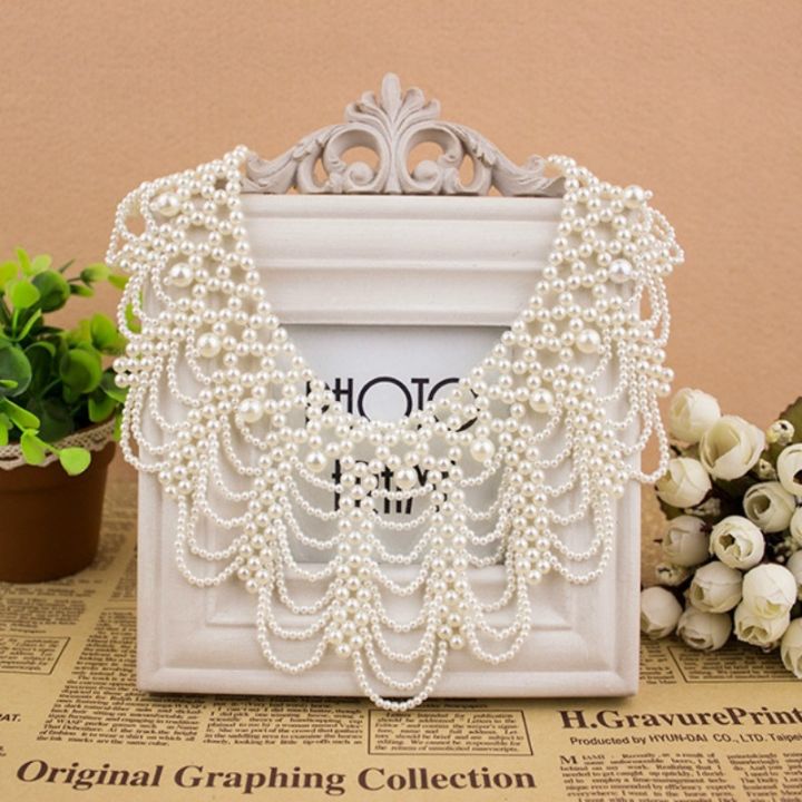 Pearl%20Beaded%20Lace%20Trim%20Collar%20Ribbons%20Women%20Necklace%20Jewelry%20for%20Clothes%20Wedding%20Dress%20-%20Image%202