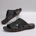 Summer Men Slippers Genuine Leather Breathable Clogs Sandals Beach Classics Leather Slides Outdoor Flip Flops Plus Size Men Shoe. 