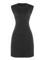 Women Dress Sleeveless Crew Neck Solid Bodycon Mini Dress Sleek Spring Summer Minimalist Dress Office Party Flattering Outfit.