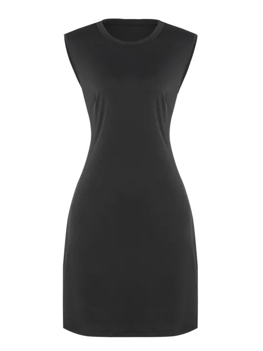 Women%20Dress%20Sleeveless%20Crew%20Neck%20Solid%20Bodycon%20Mini%20Dress%20Sleek%20Spring%20Summer%20Minimalist%20Dress%20Office%20Party%20Flattering%20Outfit%20-%20Image%205
