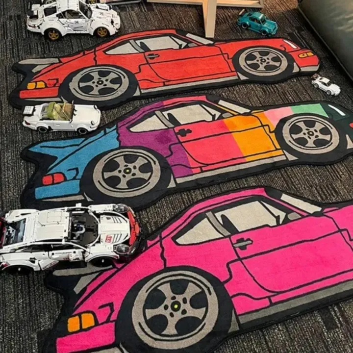 VIKAMA Creative Racing Car Rug, Room Runner Bedside Rug, Gaming Room ...