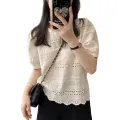 ZANZEA Puff Short Sleeve Women Blouses Casual Summer 2024 Lace Embroidery Korean Fashion Shirts O Neck Hollow Out Solid Blusas. 