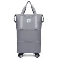 Trolley Large Capacity Folding Travel Bag | luggage bag with wheels Lightweight Waterproof Carry on Luggage Bag with Fixed Strap | Dry and Wet Separation Foldable Travel Duffel Bag. 