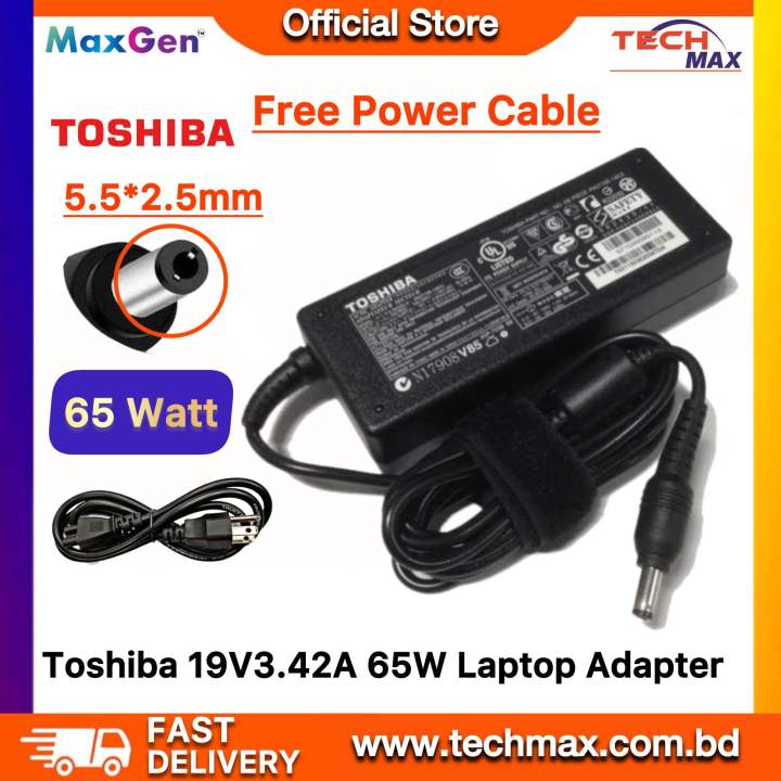 TOSHIBA Laptop Adapter For Toshiba Satellite C55 C655 C850 C50 L755 C855 L655 L745 P50 C855D C55D S55 C650 C660 C655 C50 C55 Toshiba Portege Z30 Z930 Z830 Series (65W 19V-3.42A)