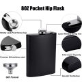 LMETJMA Matte Black Hip Flask for Liquor Stainless Steel Leak proof with Funnel Flask set Drinking Whiskey Flask KC0454.
