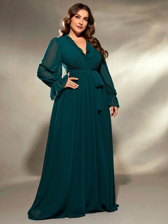 Mgiacy%20%20plus%20size%20V-neck%20irregular%20cross%20folding%20wood%20ear%20lace%20chiffon%20long%20sleeve%20dress%20Evening%20gown%20Ball%20dress%20Party%20dress%20-%20Image%206