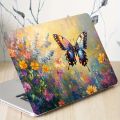 2pcs Artistic Butterfly and Flower Laptop Skin - PVC Burn, Waterproof and Scratch Resistant, Suitable for Laptop Computers.
