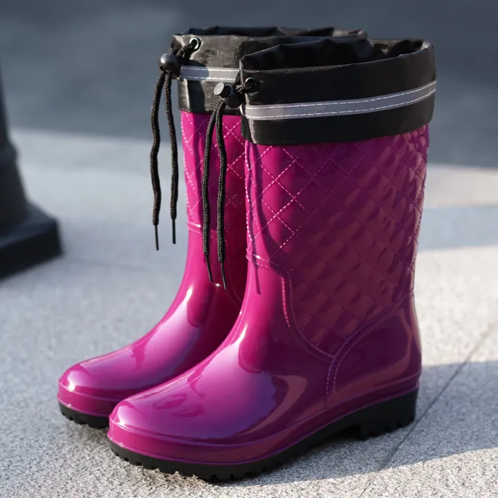 Minimalist%20style%20outdoor%20work%20kitchen%20anti%20slip%20waterproof%20drawstring%20drum%20mouth%20all%20season%20universal%20women's%20rain%20boots%20-%20Image%202