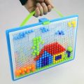 296 Pieces/Set Box-Packed Grain Mushroom Nail Beads Intelligent 3D Puzzle Games Jigsaw Board for Children Kids Educational Toys. 