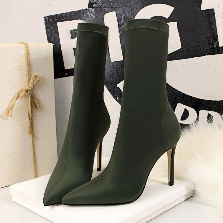 Women%207.5cm%2010cm%20High%20Heels%20Silk%20Sock%20Boots%20Green%20Low%20Heels%20Short%20Ankle%20Boots%20Lady%20Stripper%20Winter%20Pointed%20Toe%20Satin%20%20Shoes%20-%20Image%207