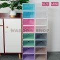 Small size! Shoe box size mini shoe box small round lid color open front. 