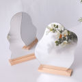 1PCS Acrylic Irregular Vanity Mirror Wooden Base Reflection Board Shooting Photography Props Decor Cosmetic Supplies Makeup Tool. 