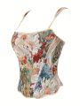 A Frenchstyle floral and fresh printed corset for women shaping top.