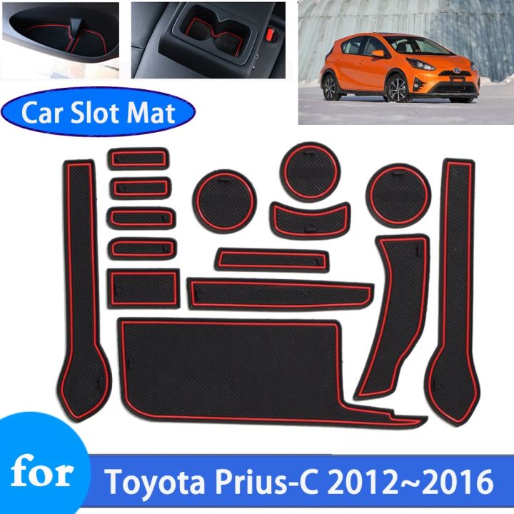 Mat Door Groove Cup Fit for Toyota Prius C Aqua 2012~2016 2013 2015 Anti-slip Cushion Gate Slot Car Stickers Accessories