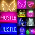 Neon Light Sign Boards (2 Alphabets 0.5 Meter, With Thick Acrylic Sheet & 12V Adopter). 