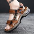 New Summer Genuine Leather Men Sandals Fashion Design Breathable Casual Shoes Men Soft Bottom Outdoor Beach Sandals Big Size 46. 