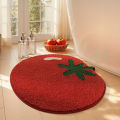 VIKAMA Creative Tomato Plush Carpet Absorbency Non-Slip Bathroom Floor Mat Bedroom Bed Side Carpet Home Decoration.