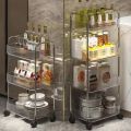 2/3 Tiers Rolling Cart Storage Shelf Transparent Acrylic Trolley Mobile Shelf with Wheel Multi-Layers Storage Rack. 