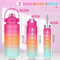 Best Quality Set of 3 Plastic Water Bottles (1900ml/850ml/280ml) with Motivational Time Marker, Leakproof Durable Non-Toxic Sipper Water bottle for office, School Gallon Water bottle for gym (Multi, As per color availability). 