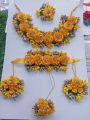 *Artificial Flower Jewelry Set*
*Choker Necklace, Earrings, Martha Tikka and 1 Hand Bracelet Attached With Adjustable Ring*
*13 color veriations*
*Wedding Occasion*. 